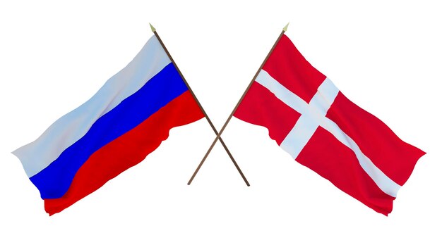 Background for designers illustrators National Independence Day Flags Russia and Denmark