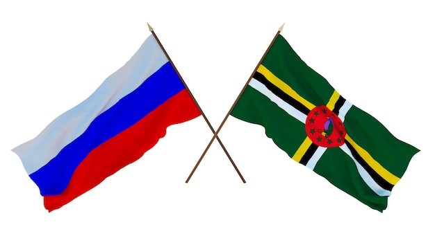 Background for designers illustrators National Independence Day Flags of Russia and Dominica