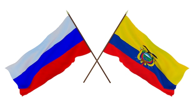 Background for designers illustrators National Independence Day Flags of Russia and Ecuador