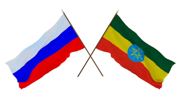 Background for designers illustrators National Independence Day Flags Russia and Ethiopia