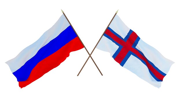 Background for designers illustrators National Independence Day Flags Russia and Faroe islands