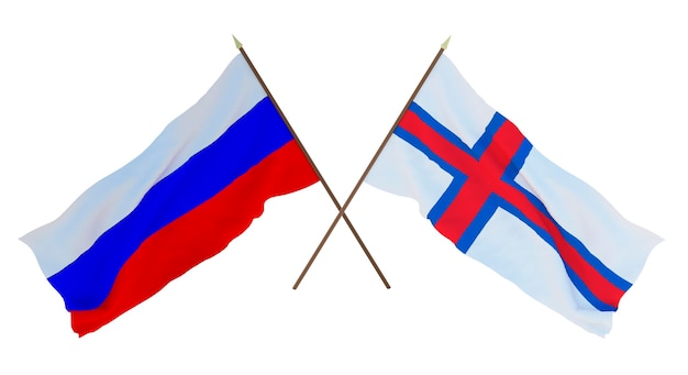 Background for designers illustrators National Independence Day Flags Russia and Faroe Islands