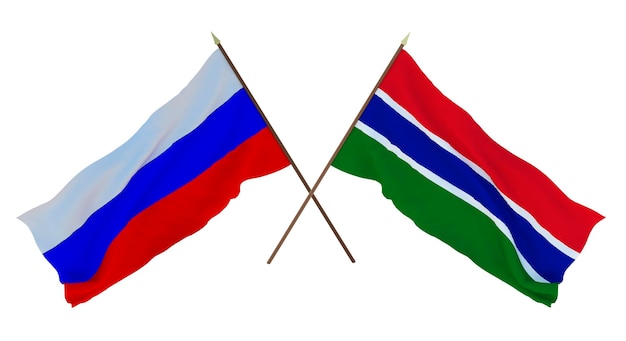 Background for designers illustrators National Independence Day Flags of Russia and Gambia