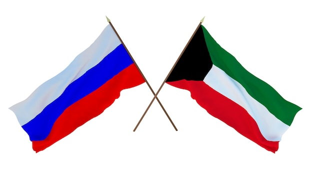 Background for designers illustrators National Independence Day Flags Russia and Kuwait