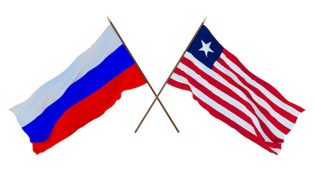 Background for designers illustrators National Independence Day Flags Russia and Liberia