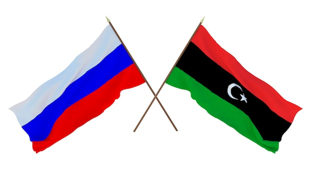 Background for designers illustrators National Independence Day Flags Russia and Libya