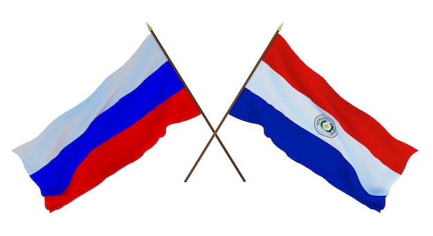 Background for designers illustrators National Independence Day Flags of Russia and Paraguay
