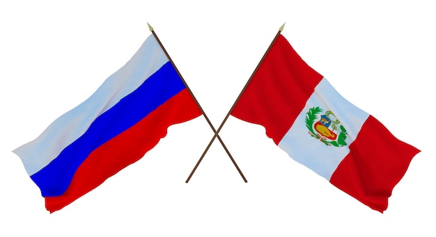 Background for designers illustrators National Independence Day Flags of Russia and Peru