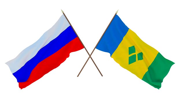 Background for designers illustrators National Independence Day Flags Russia and Saint Vincent