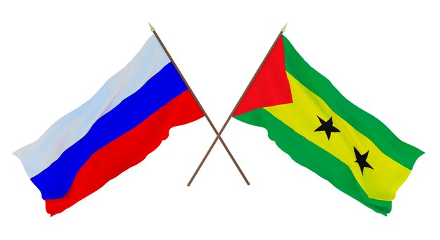 Background for designers illustrators National Independence Day Flags Russia and Sao Tome and Principe