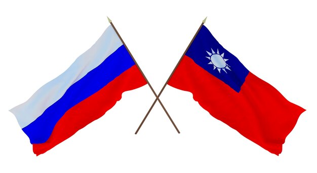 Background for designers illustrators National Independence Day Flags Russia and Taiwan