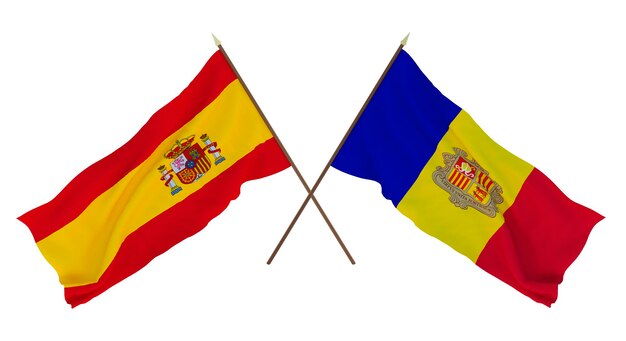 Background for designers illustrators National Independence Day Flags Spain and Andorra