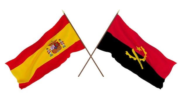 Background for designers illustrators National Independence Day Flags Spain and Angola