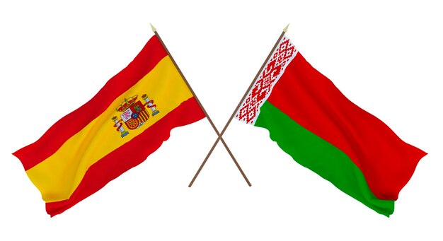 Background for designers illustrators National Independence Day Flags Spain and Belarus