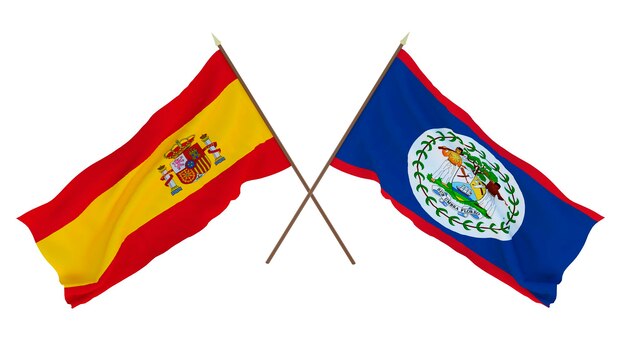 Background for designers illustrators National Independence Day Flags Spain and Belize