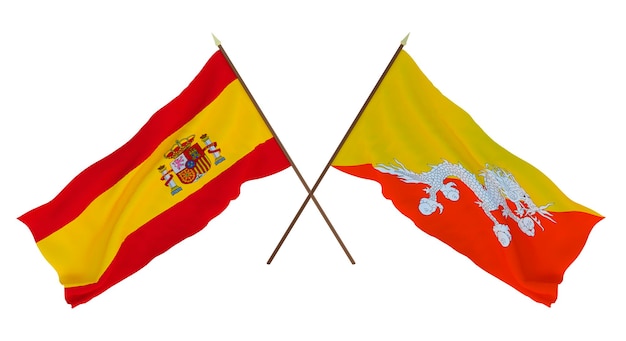 Background for designers illustrators National Independence Day Flags Spain and Butane