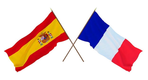 Фон для дизайнеров-иллюстраторов Флаги Дня национальной независимости Испании и острова Клиппертон