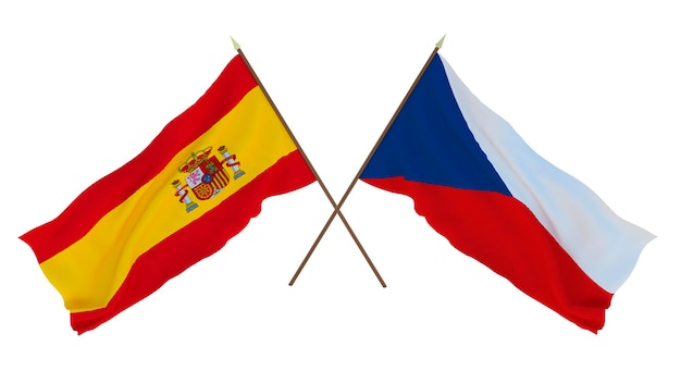 Background for designers illustrators National Independence Day Flags Spain and Czech Republic