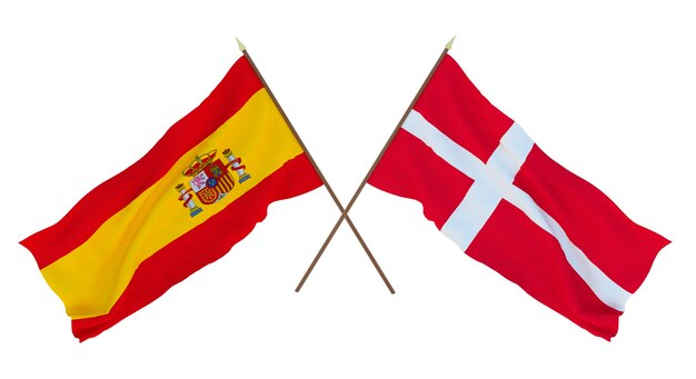 Background for designers illustrators National Independence Day Flags Spain and Denmark