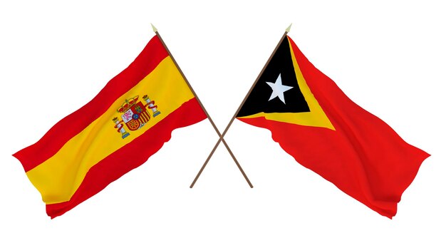 Background for designers illustrators National Independence Day Flags Spain and East Timor