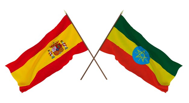 Background for designers illustrators National Independence Day Flags Spain and Ethiopia