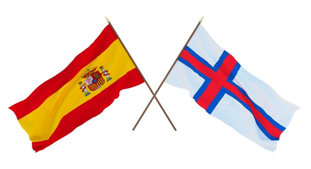 Background for designers illustrators National Independence Day Flags Spain and Faroe Islands