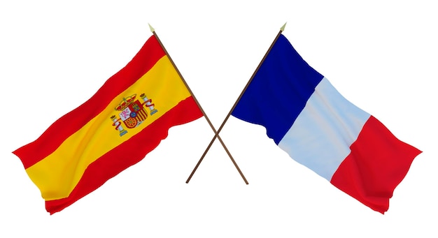 Background for designers illustrators National Independence Day Flags Spain and France