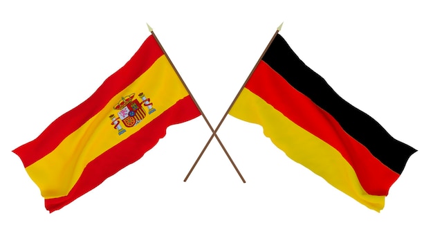 Background for designers illustrators National Independence Day Flags Spain and Germany