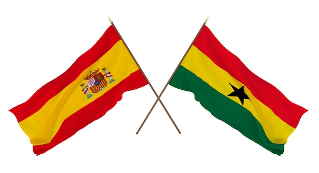 Background for designers illustrators National Independence Day Flags Spain and Ghana