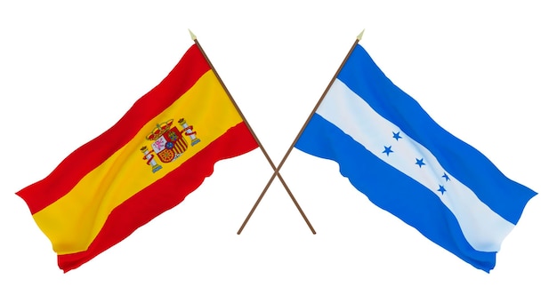 Background for designers illustrators National Independence Day Flags Spain and Honduras