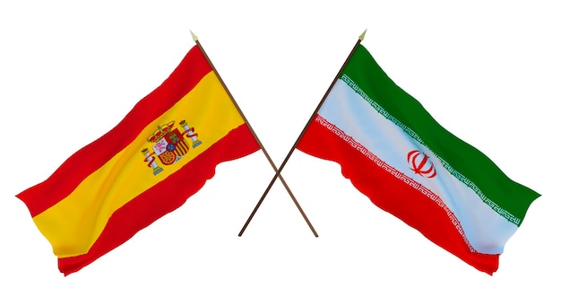 Background for designers illustrators National Independence Day Flags Spain and Iran