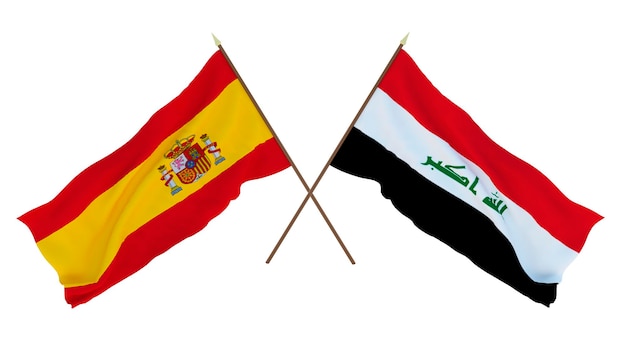 Background for designers illustrators National Independence Day Flags Spain and Iraq