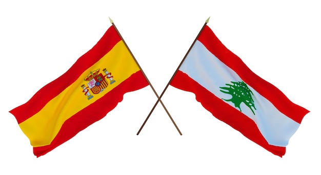 Background for designers illustrators National Independence Day Flags Spain and Lebanon