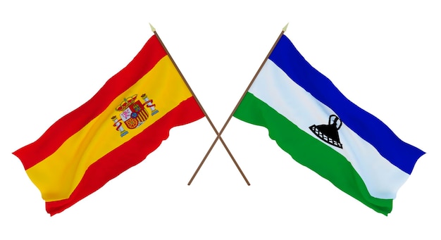 Background for designers illustrators National Independence Day Flags Spain and Lesotho