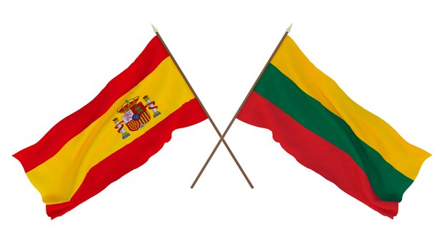 Background for designers illustrators National Independence Day Flags Spain and Lithuania