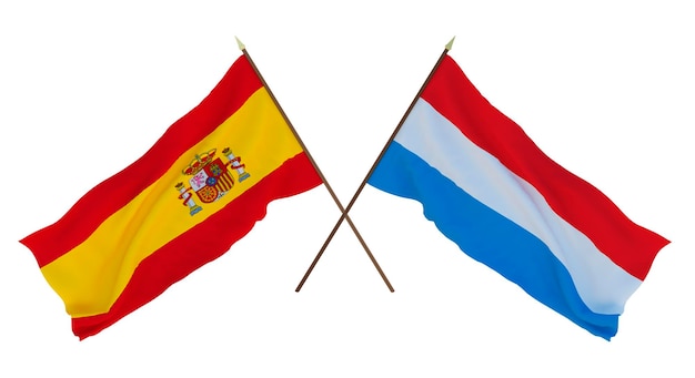 Background for designers illustrators National Independence Day Flags Spain and Luxembourg