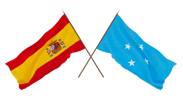 Background for designers illustrators National Independence Day Flags Spain and Micronesia