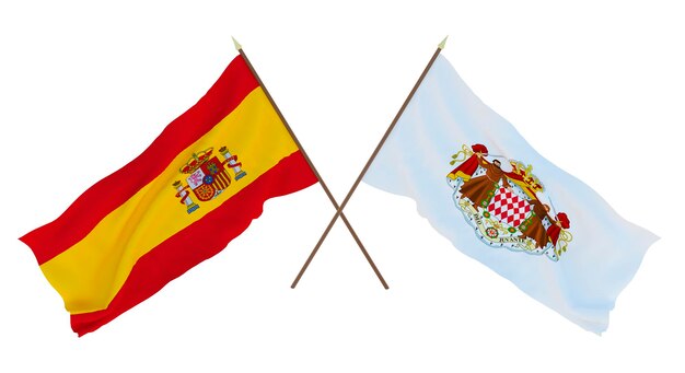 Background for designers illustrators National Independence Day Flags Spain and Monaco