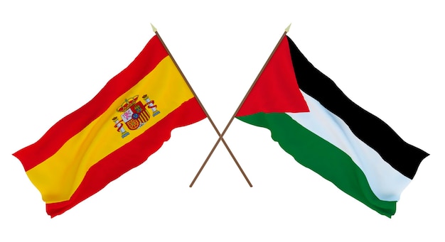 Background for designers illustrators National Independence Day Flags Spain and Palestine