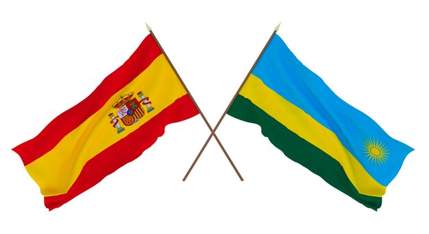 Background for designers illustrators National Independence Day Flags Spain and Rwanda