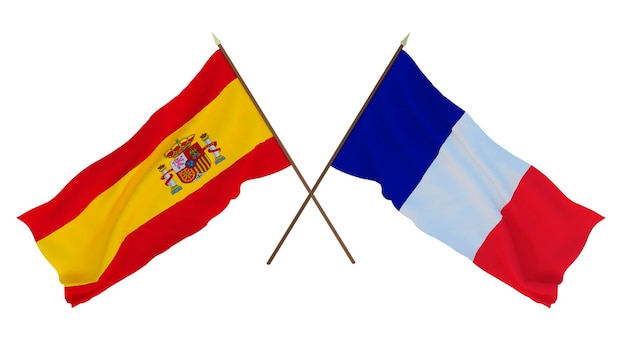 Background for designers illustrators National Independence Day Flags Spain and Saint Martin