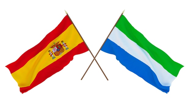 Background for designers illustrators National Independence Day Flags Spain and Sierraleone