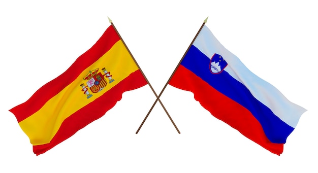 Background for designers illustrators National Independence Day Flags Spain and Slovenia