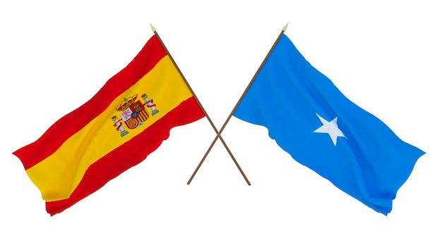 Background for designers illustrators National Independence Day Flags Spain and Somalia