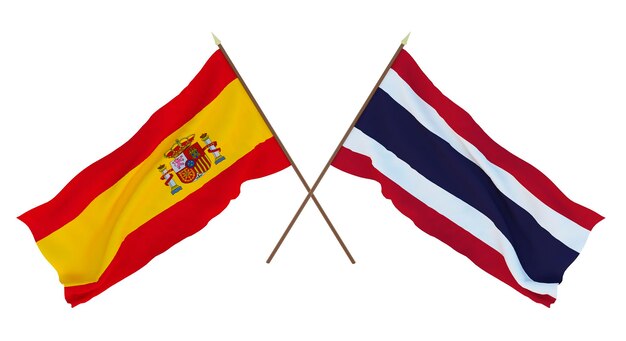 Background for designers illustrators National Independence Day Flags Spain and Thailand