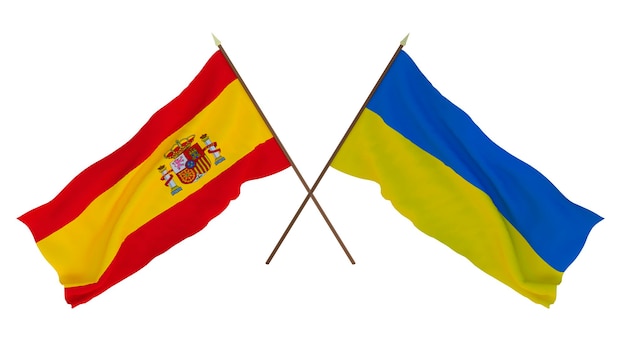 Background for designers illustrators National Independence Day Flags Spain and Ukraine