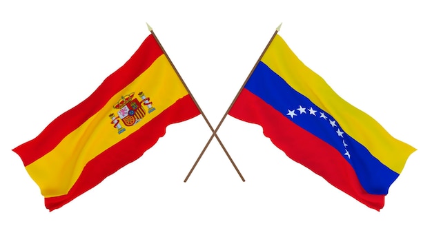 Background for designers illustrators National Independence Day Flags Spain and Venezuela