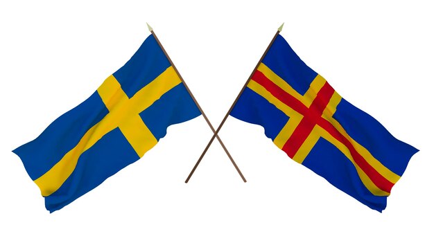 Background for designers illustrators National Independence Day Flags Sweden and Aland Islands