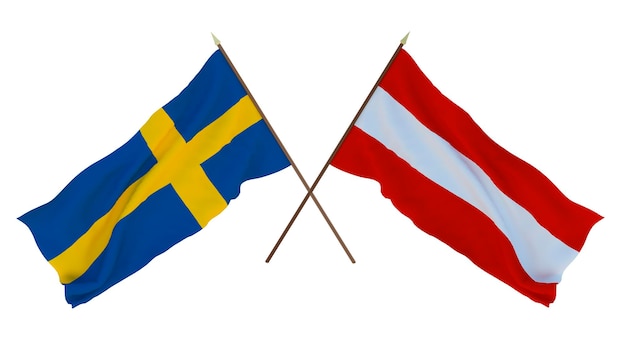 Background for designers illustrators National Independence Day Flags Sweden and Austria