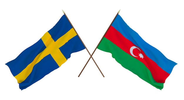 Background for designers illustrators National Independence Day Flags Sweden and Azerbaijan